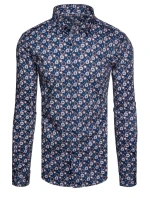 Pánská vzorovaná košile s dlouhým rukávem tmavě modrá FashionStreet DX2666