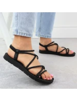 Dámské římské sandály Filippo se zirkony černé DS6884