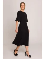 S399 Šaty s puff rukávy - černé