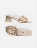 Klasické  nazouváky dámské zlaté na širokém podpatku