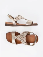 Módní dámské zlaté sandály bez podpatku Módní dámské zlaté sandály bez podpatku