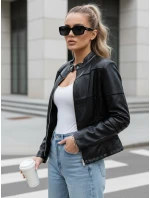 Dámská kožená bunda se stojáčkem černá FashionStreet TY5455