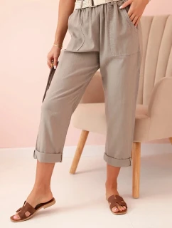 Dámské lněné kalhoty s bavlnou a páskem fango