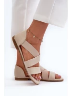 Kožené sandály se stahováním béžové Apulia Kožené sandály se stahováním béžové Apulia