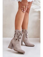 Semišové Prodyšné Botky Na Podpatku Kávové Lewski 3629