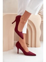 Textilní dámské lodičky v pruhovaném bordó Tifidra