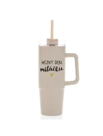 HEZKÝ DEN MILÁČKU - béžový cestovní termohrnek s průhledným víčkem 900 ml HEZKÝ DEN MILÁČKU - béžový cestovní termohrnek s průhledným víčkem 900 ml