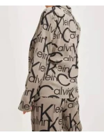 Dámský vrchní díl pyžama QS6848E 5VM béžová/černá - Calvin Klein