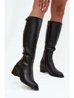 Dámské kozačky na podpatku 58589 Černá - VINCEZA