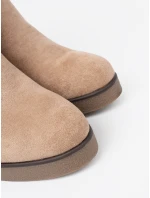 Luxusní hnědé  kotníčkové boty dámské na klínku