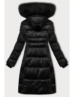 Černá zimní prošívaná plus size bunda s kapucí S'west (B8267-1)
