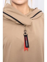 Oversize velbloudí tunika na zip s kapucí
