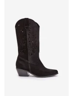 Semišové Kozačky S Prodyšným Svrškem Černé Zazoo 3609