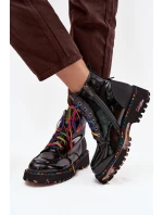 Kožené lakované dámské kotníkové boty Artiker 57C0064 Černé