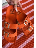 Dámské pantofle oranžové s přezkami Oliena