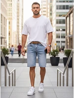 Pánské džínové šortky s páskem modré FashionStreet SX2576