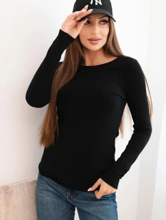 Dámský viskózový svetr s kulatým výstřihem a přiléhavým střihem černý