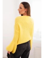 Svetr z mohéru dámský s bufitovými rukávy žlutý