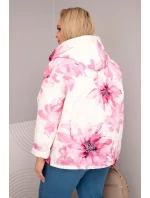 Dámská jarní bunda Plus Size s květinovým vzorem světle růžová
