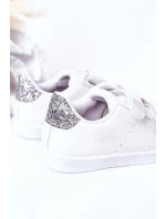 Dětské Tenisky Se Suchým Zipem Bíle-Stříbrné Cute Girl Dětské Tenisky Se Suchým Zipem Bíle-Stříbrné Cute Girl