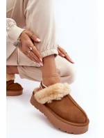 Kožené Semišové Pantofle Dámské Na Platformě S Kožíškem Camel Sophienne