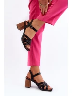 Dámské sandály na podpatku černé Opifiana Dámské sandály na podpatku černé Opifiana