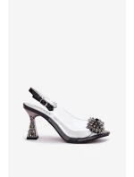 Průhledné Sandály Na Podpatku S Krystaly Vinceza 70116 Černé