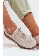 Kožené semišové dámské tenisky s otvory Sergio Leone SP-002 světle hnědé
