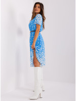 Modro-bílé puntíkované řasené šaty