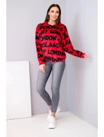 Dámská oversize mikina s kapucí a potiskem červená