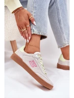 Semišové Sportovní Boty Tenisky Dámské D.Franklin Ztlumená Bílá DFSH387005