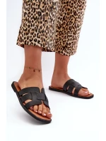 Dámské ploché pantofle vyrobené z eko kůže, černá Risamay