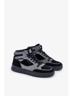 Semišové pánské tenisky Big Star OO174303 Hi-Poly System černo-šedé