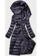 Tmavě fialová dámská bunda s páskem pro zavazování (AG1-J9069B) Tmavě fialová dámská bunda s páskem pro zavazování (AG1-J9069B)