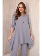 Sada halenky + kalhot s přívěskem šedý Sada halenky + kalhot s přívěskem šedý