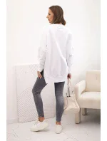 Dámská bavlněná mikina se širokým lemem dole bílá Dámská bavlněná mikina se širokým lemem dole bílá