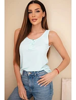 Dámská žebrovaná halenka na ramínkách s knoflíkem mátová Dámská žebrovaná halenka na ramínkách s knoflíkem mátová