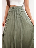 Dámská maxi bavlněná sukně s gumičkou v pase camelová