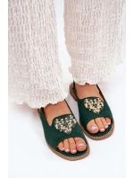 Dámské sandály s zlatým ozdobou eko semišové S.Barski KV27-059 hnědé