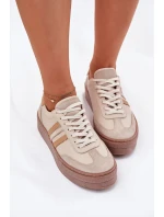 Dámské Kožené Tenisky Na Platformě Zazoo N1234 Béžové Dámské Kožené Tenisky Na Platformě Zazoo N1234 Béžové