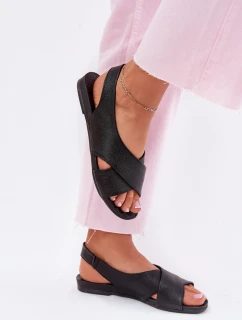 Dámské kožené sandály černé Zazoo 40407