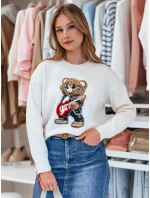 Dámský oversize svetr s medvídkem MISLOOK bílý FashionStreet MY2467