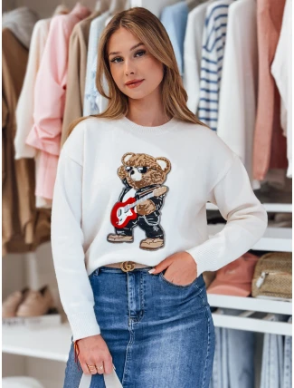 Dámský oversize svetr s medvídkem MISLOOK bílý FashionStreet MY2467