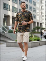 Pánské tričko s potiskem v zeleném maskovacím vzoru FashionStreet NX2002R
