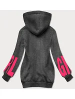 Tmavě šedá dámská tepláková mikina s bokátovým potiskem (26034) Tmavě šedá dámská tepláková mikina s bokátovým potiskem (26034)