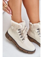 Dámské Zateplené Botky Traperky Na Zip Béžové Mevanisa