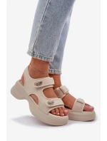 Textilní Lehká Sandály Na Platformě Světle Béžové Deniffia