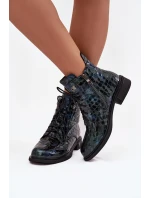 Lakované dámské kotníkové boty z pravé kůže D&A LZ52-962 tmavě modré Lakované dámské kotníkové boty z pravé kůže D&A LZ52-962 tmavě modré