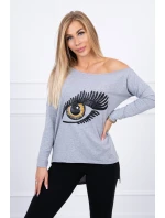 Halenka s potiskem a delšími zády šedá Halenka s potiskem a delšími zády šedá