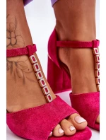 Semišové sandály na vysokém podpatku s kubickými zirkony Fuchsié Aniya